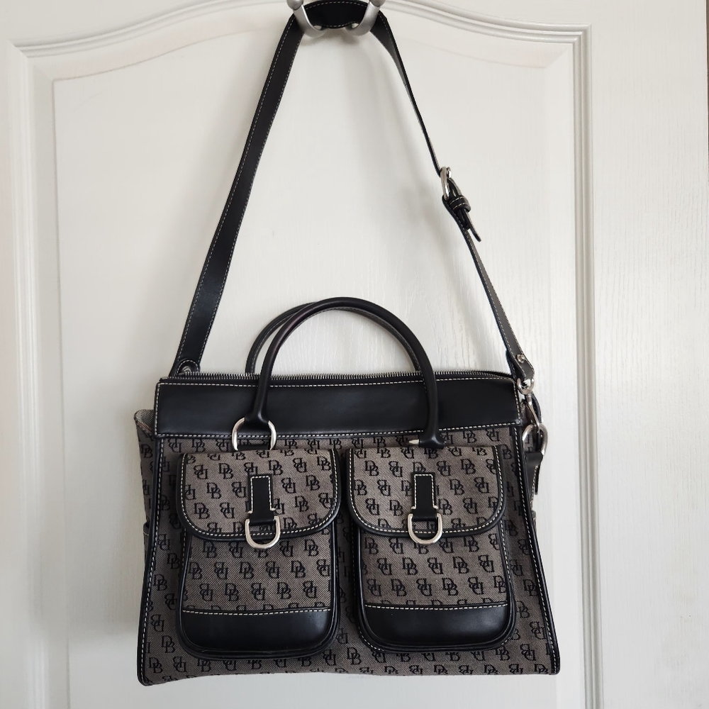 DOONEY & BOURKE Black Signature Canvas Business Work Laptop Tote bag handbag